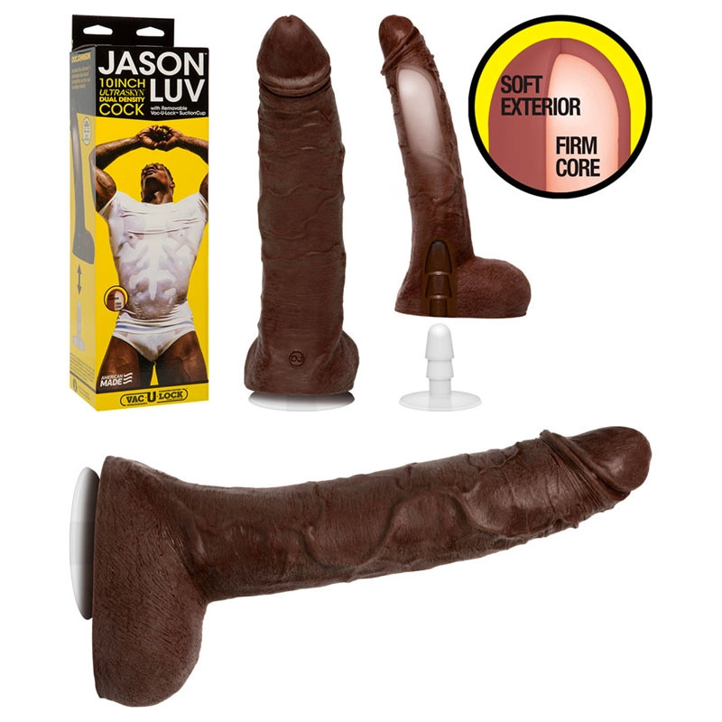 Gode ventouse réaliste Jason Luv 25cm (brun) - Doc Johnson