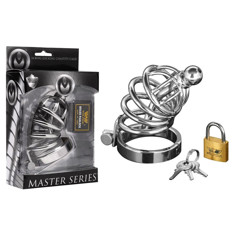 Peniskäfig mit Vorhänggeschloss - Master Series Asylum 4 (S/M)