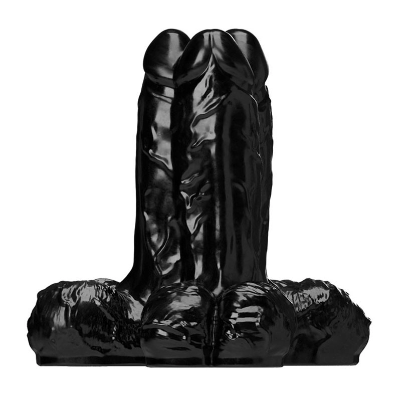 Butt Plug géant triple pénis - All Black Steroïd Gape