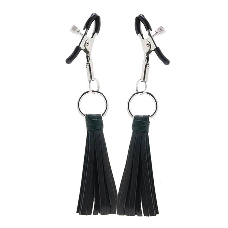 Pinces à tétons avec petit fouet (Noir) - CalExotics