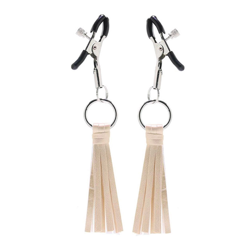 Pinces à tétons avec petit fouet (Doré) - CalExotics