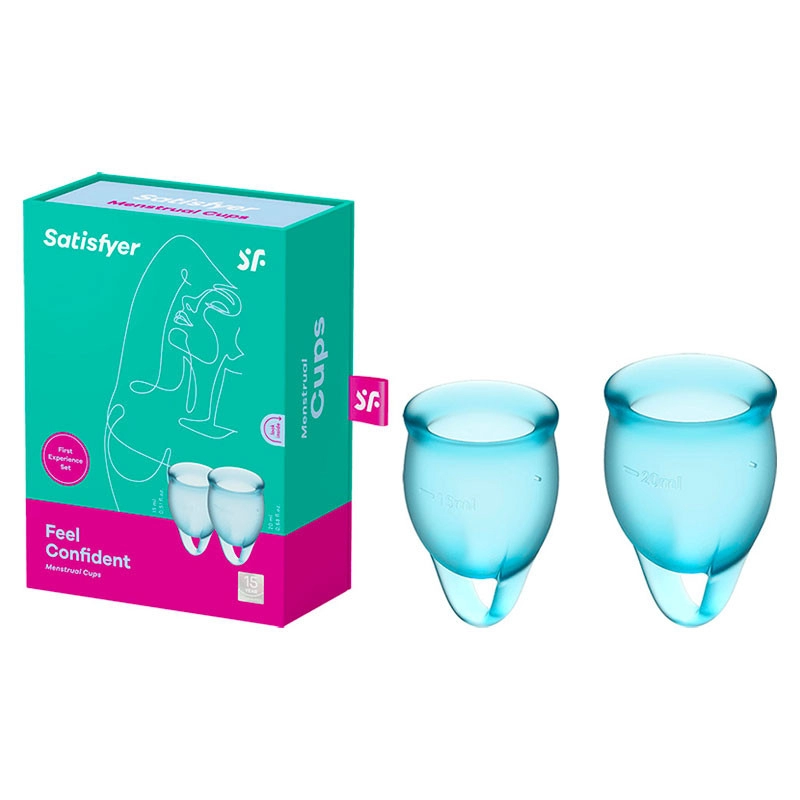 Menstruationstasse Feel Confident Hellblau (2 pces) - Satisfyer