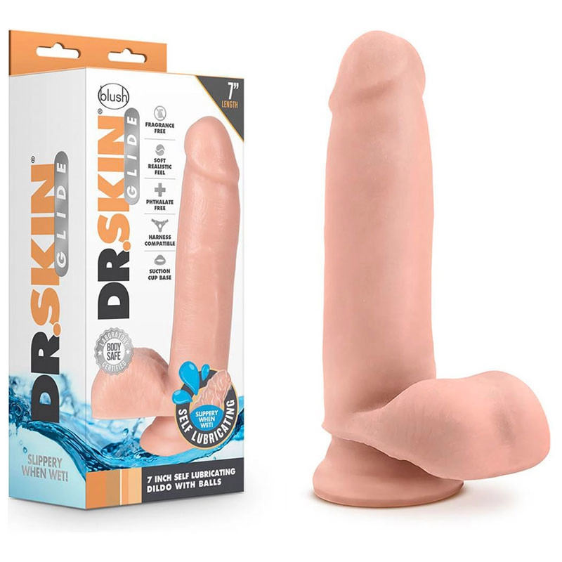 Realistischer Dildo 13.5 cm selbstschmierend Dr. Skin Glide - Blush