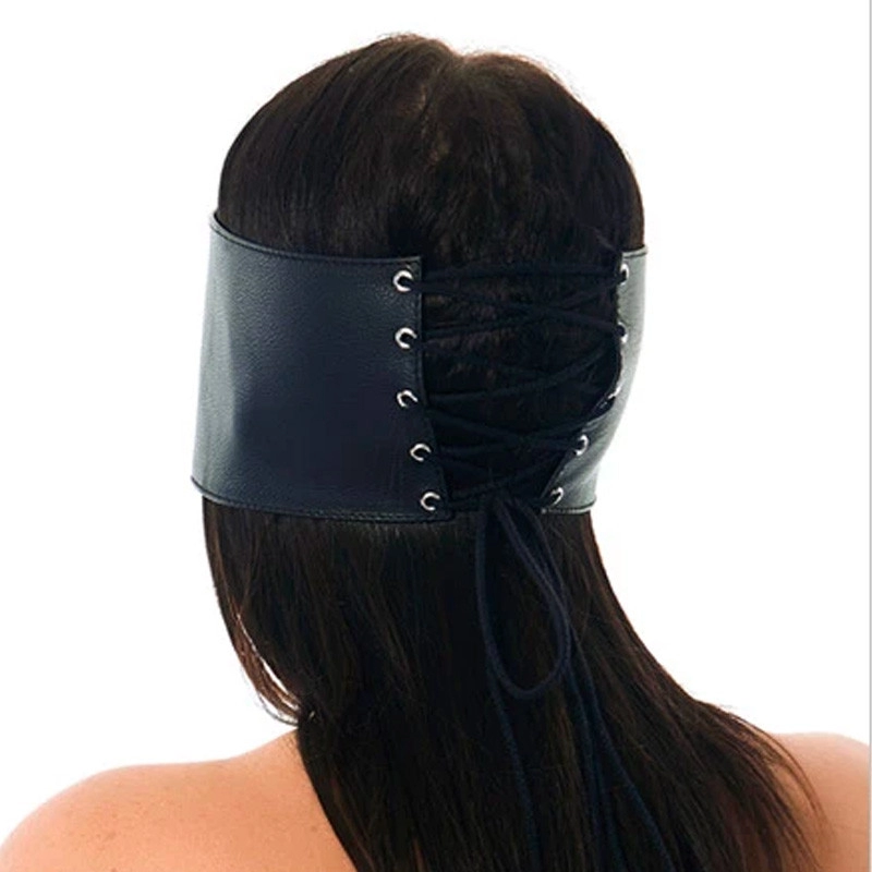 Masque BDSM bandeau en cuir (Noir) - Rimba