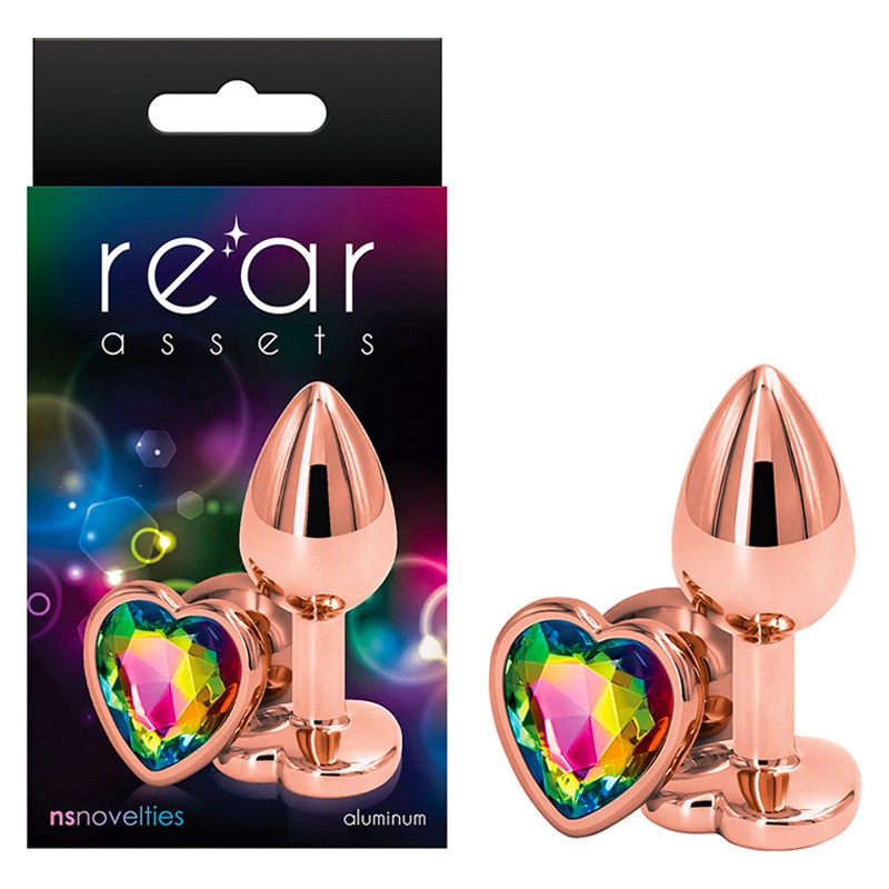 Plug anal Aluminium Rear Assets Heart Rose gold (M) - NS Novelties