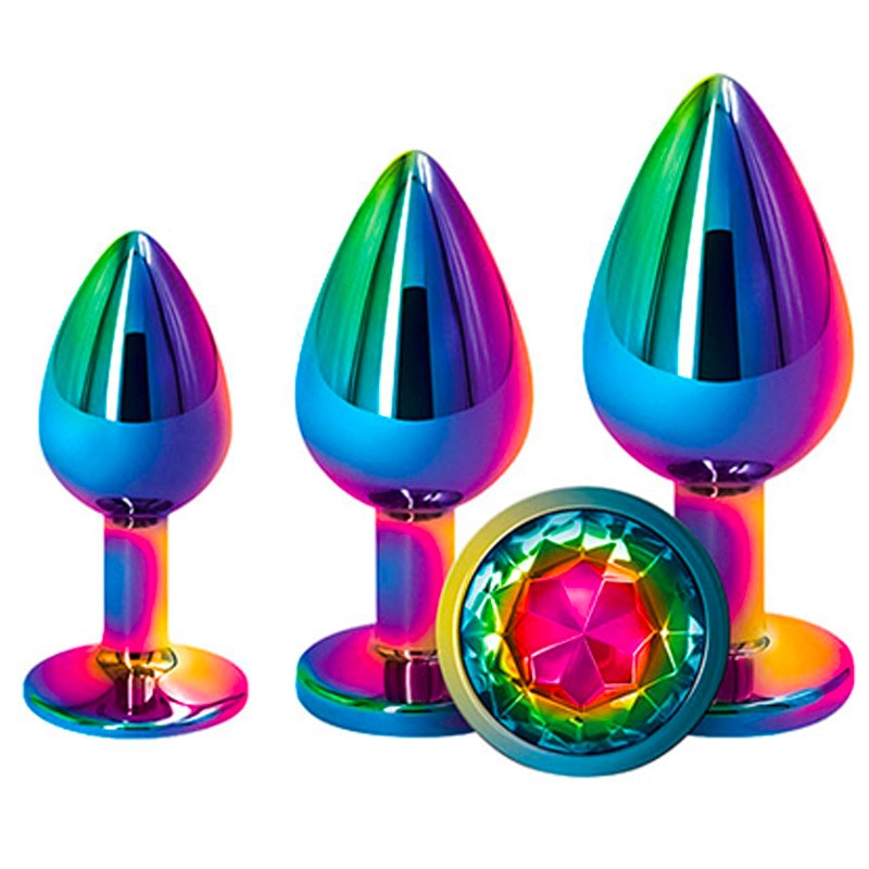 Anal Plug Set Alu Rear Assets Rainbow (3x) - NS Novelties