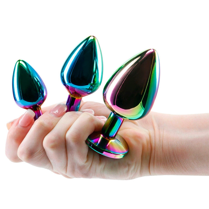 Anal Plug Set Alu Rear Assets Rainbow (3x) - NS Novelties