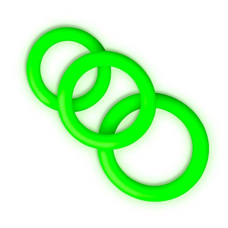 Anello Cockring in silicone fosforescente 3 pezzi - Ouch!