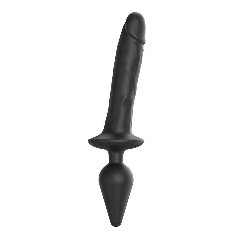 Dildo réaliste avec plug anal (Noir) - strap-on-me