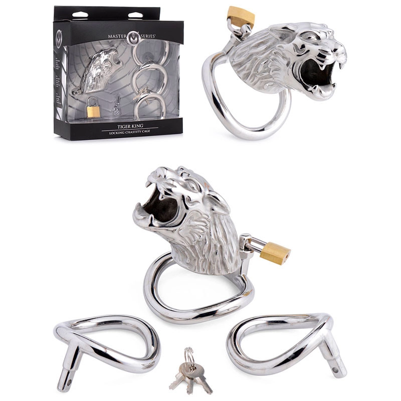 Cage de chasteté métallique Tiger King - Master Series