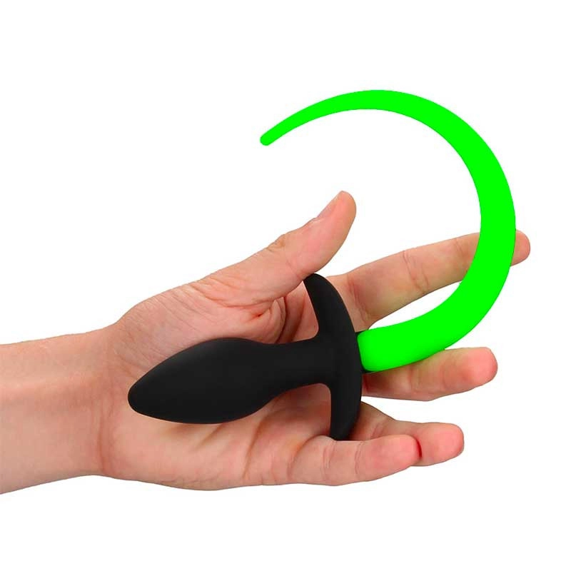 Analplug mit phosphoreszierendem Hundeschwanz - Ouch!