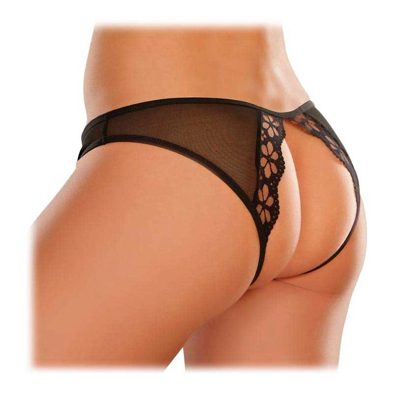 Sexy open panty Mirabelle Plum (Black) - Allure