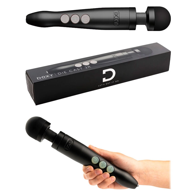 Wiederaufladbar Ultra-starker Vibrator Die Cast 3 (Schwarz) - DOXY