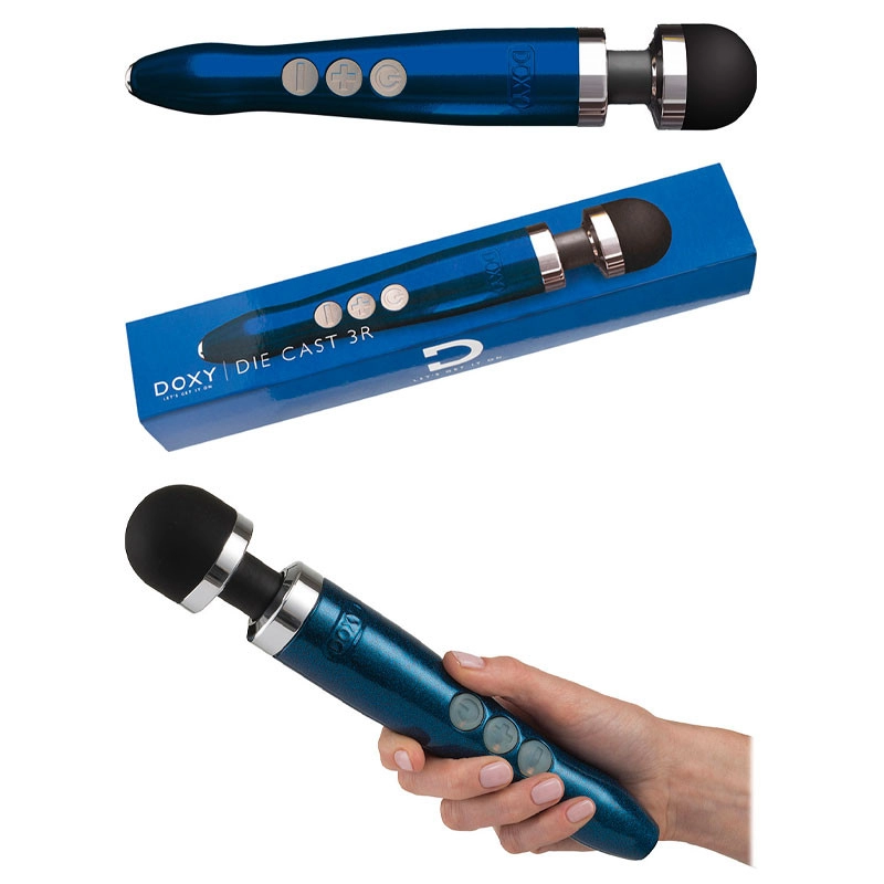 Wiederaufladbar Ultra-starker Vibrator Die Cast 3 (Blau) - DOXY
