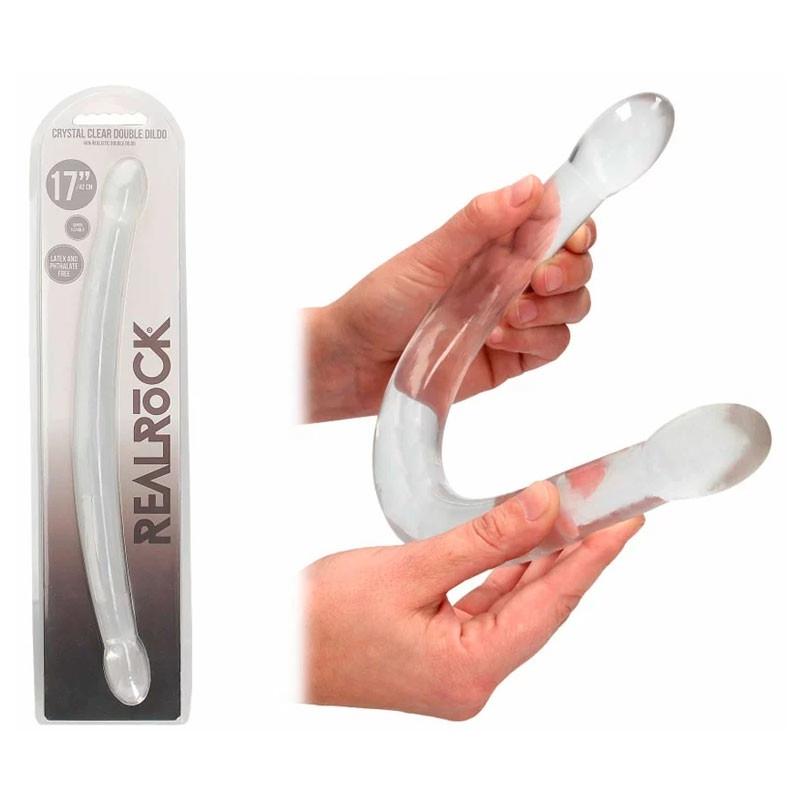 Double dildo Crystal Clear 42 cm (transparent) - RealRock