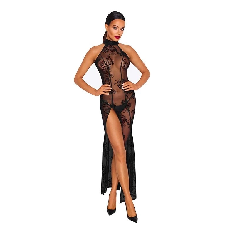 Robe longue F239 - Noir Handmade
