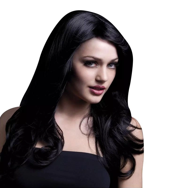 Lange schwartze Perücke Nicole 66 cm - Fever