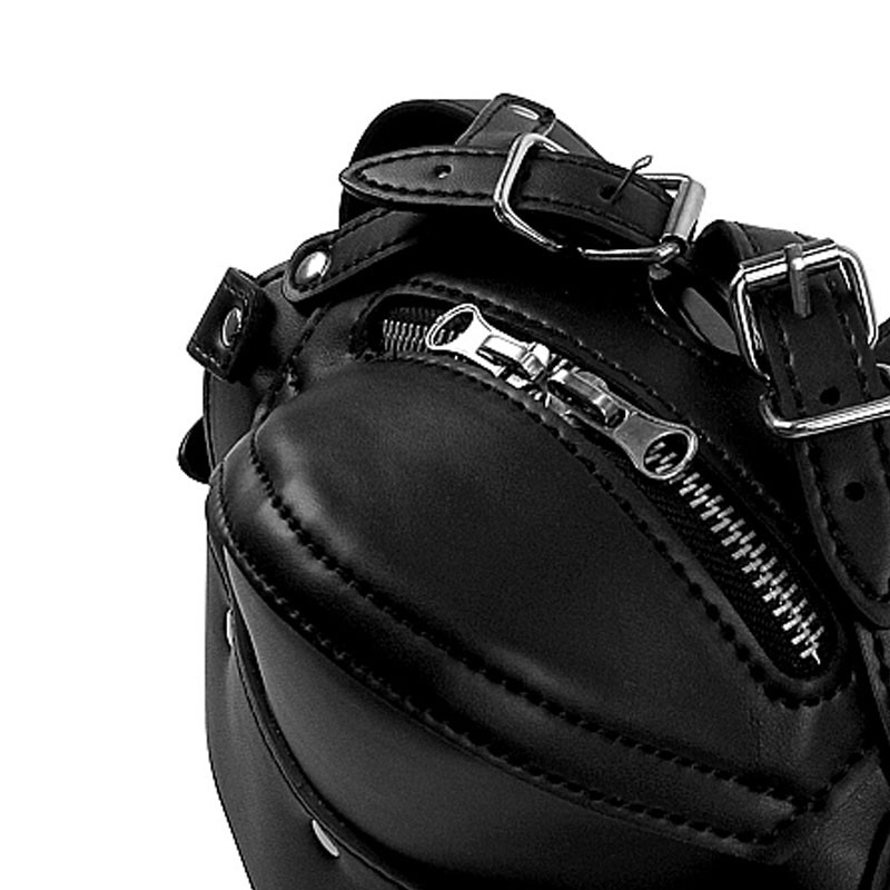 Harnais de tête avec bouche zippée et verrouillage (Noir) - Ouch!