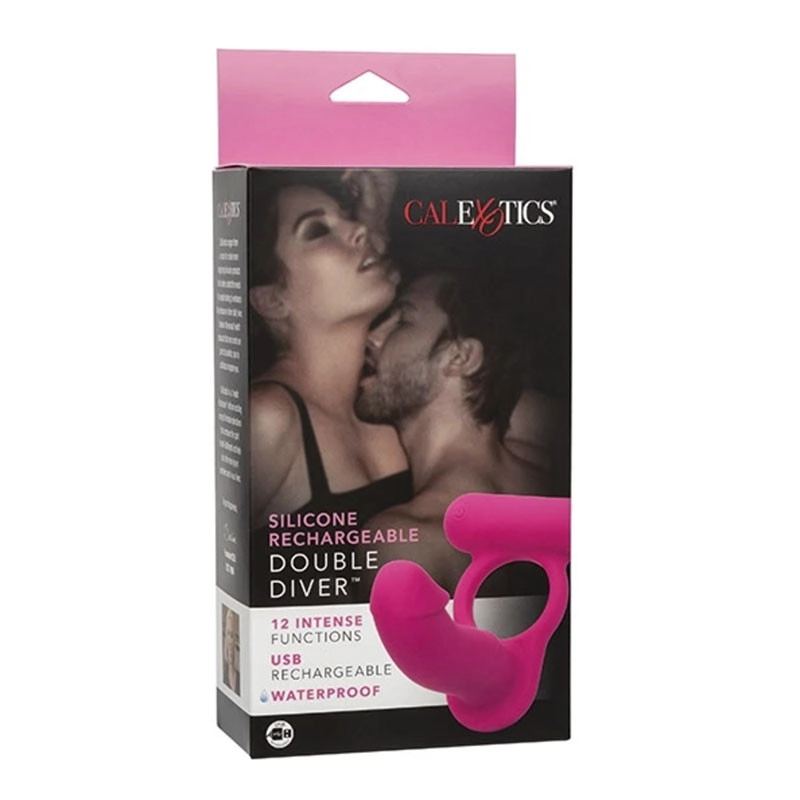 Anneau pénien vibrant & Dildo Double Diver - CalExotics