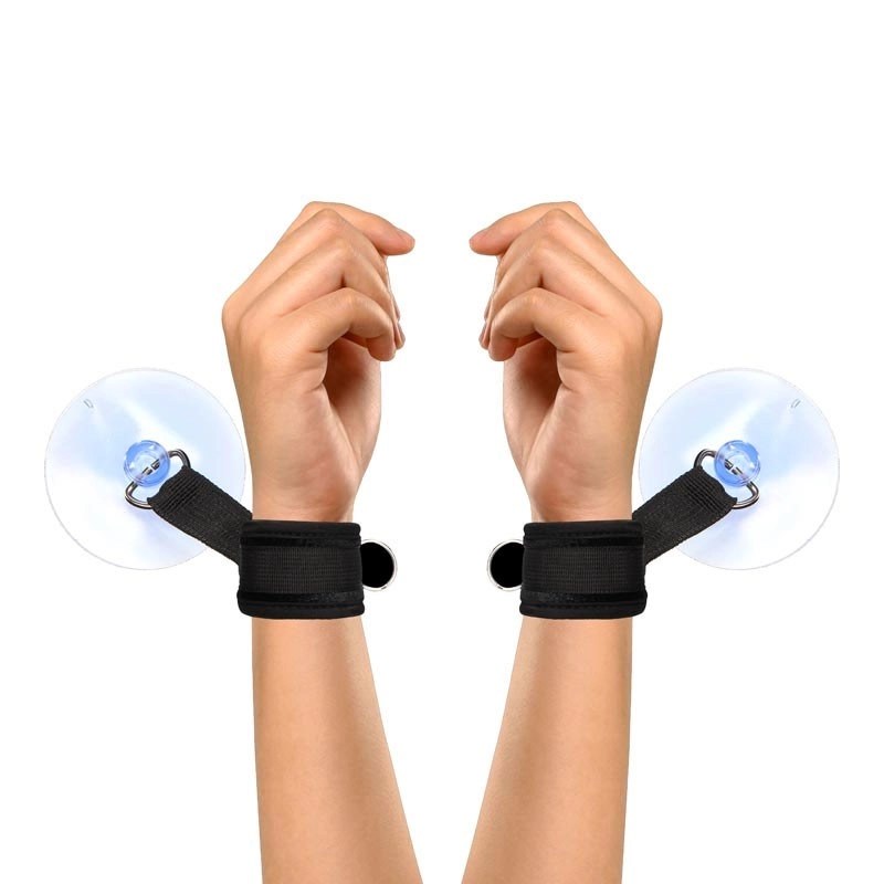 Verstellbare BDSM-Handschellen mit Saugnapf - Ouch!