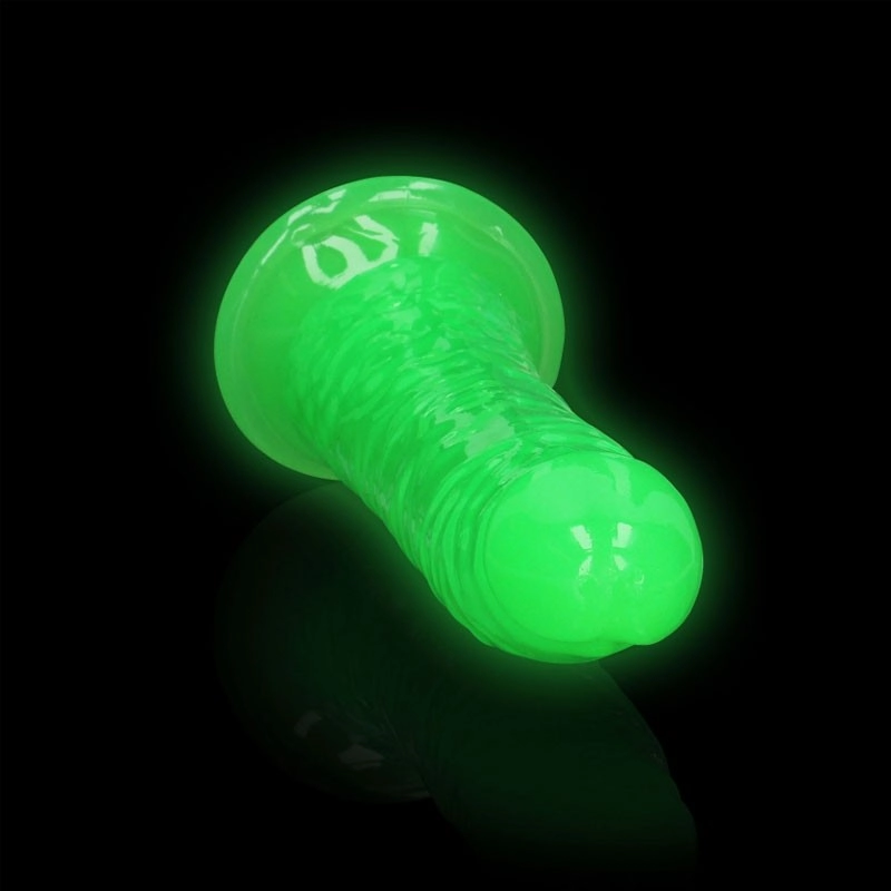 Dildo realistic fluorescent green with suction cup 18 cm - RealRock Glow in the Dark