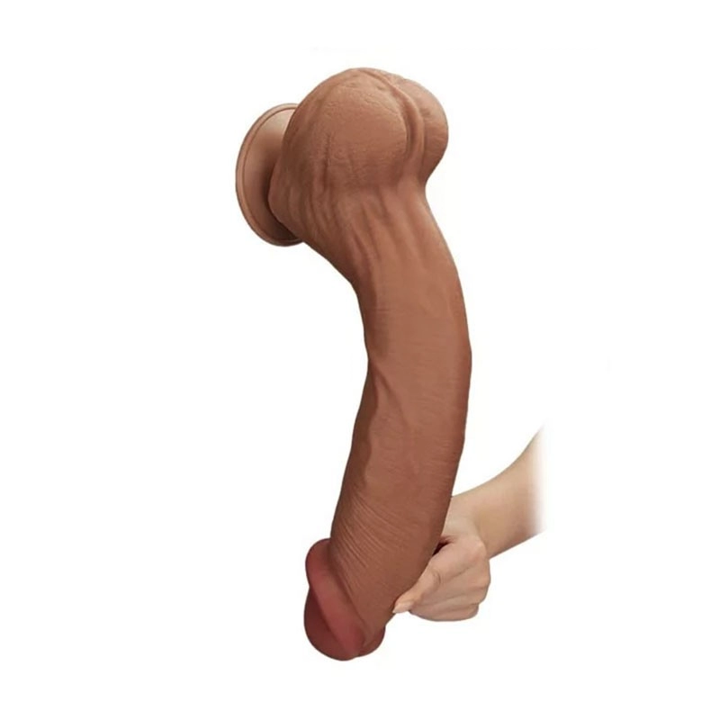 Dildo réaliste double densité 20.5 cm (Brun) - LoveToy Sliding Skin Dong