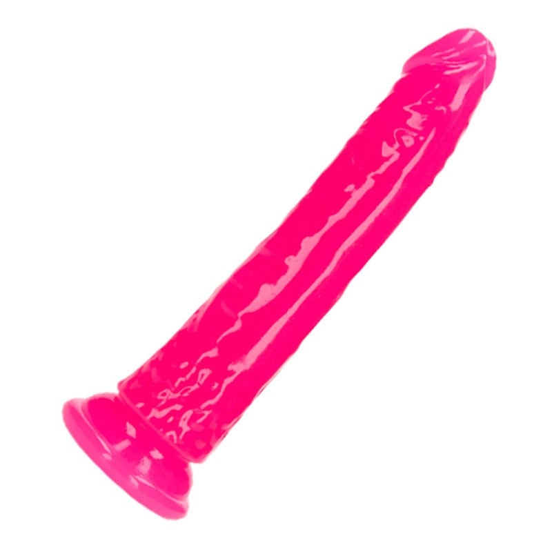 Dildo realistico Pink fluorescente con ventosa da 18 cm - RealRock Glow in the Dark