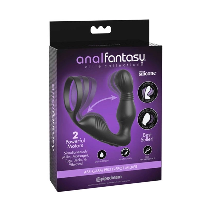 Prostatic vibrator with penis ring - Ass-Gasm Pro P-Spot Milker