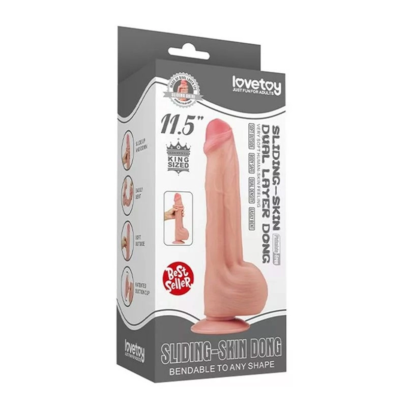Dildo réaliste double densité 20.5 cm (Beige) - LoveToy Sliding Skin Dong