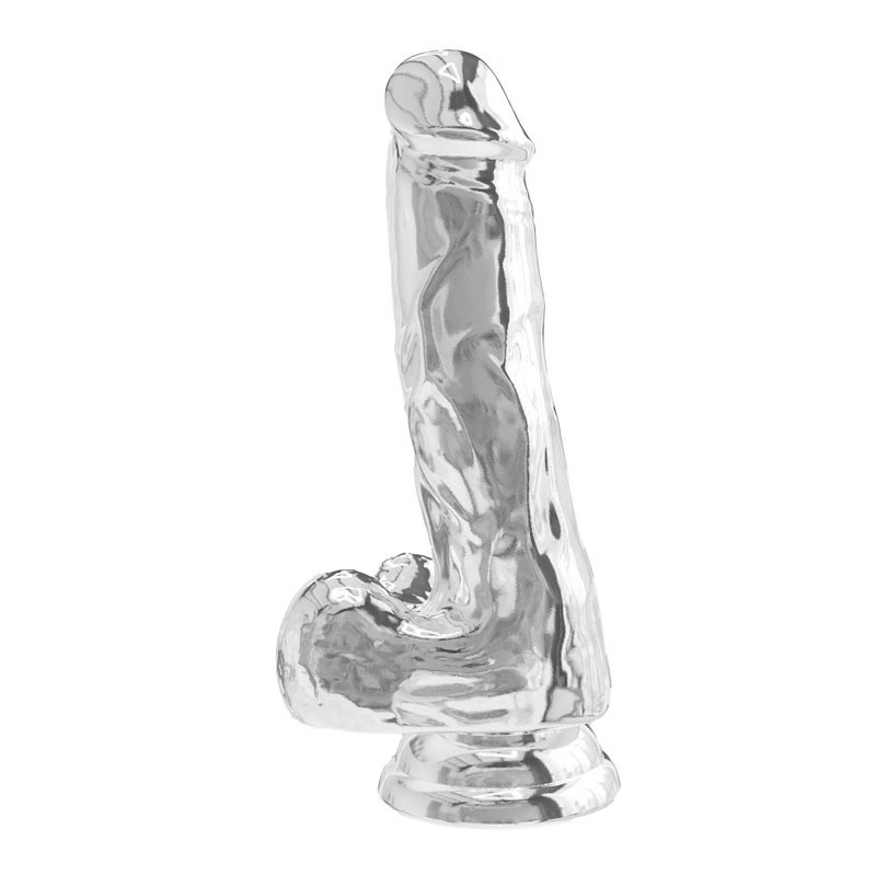 Dildo ultra-realistico con scroto 12,5 cm (trasparente) - Toyjoy Get Real 6