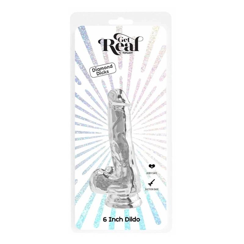 Dildo ultra-realistico con scroto 12,5 cm (trasparente) - Toyjoy Get Real 6