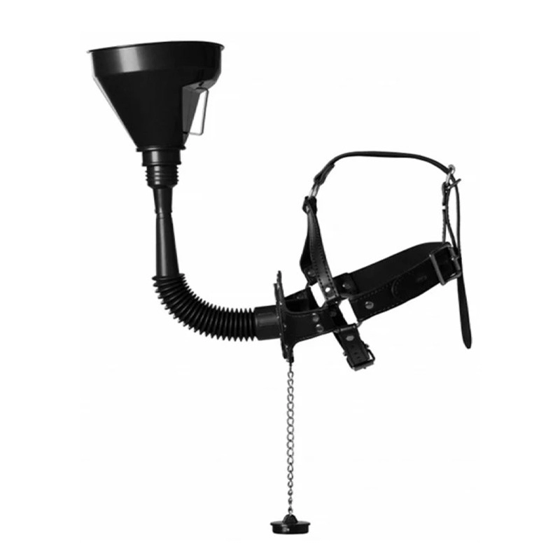 Bâillon entonnoir - Open Mouth Gag Head Harness with Funnel Ouch!
