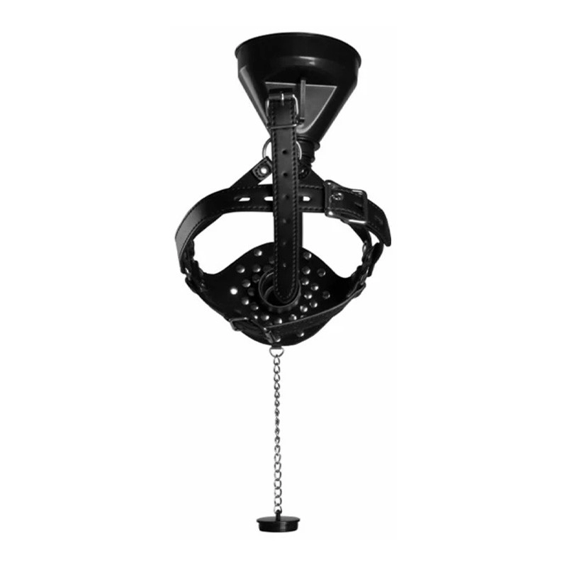 Bâillon entonnoir - Open Mouth Gag Head Harness with Funnel Ouch!