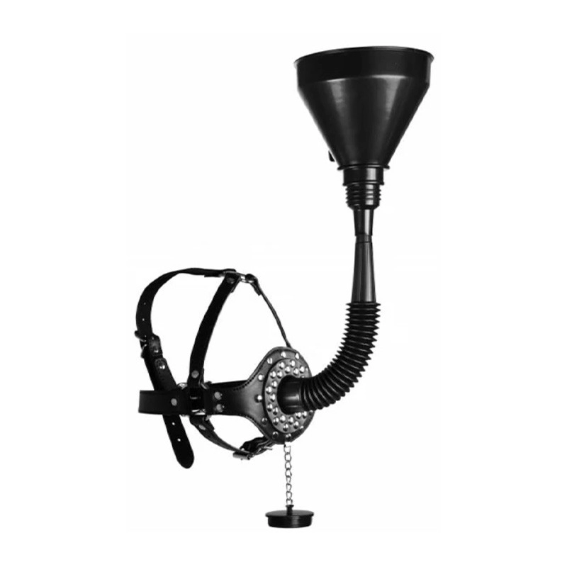 Bâillon entonnoir - Open Mouth Gag Head Harness with Funnel Ouch!