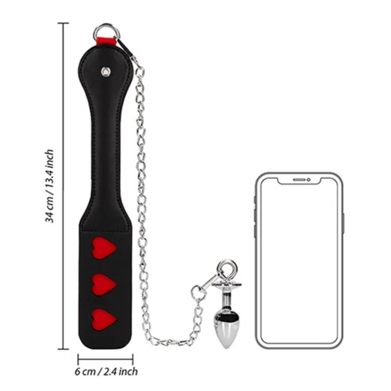 Tapette avec plug anal - Hearts Paddle Ouch!