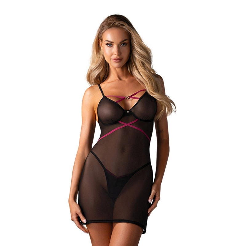 Sexy Novenes Babydoll & String (Schwarz) - Obsessive