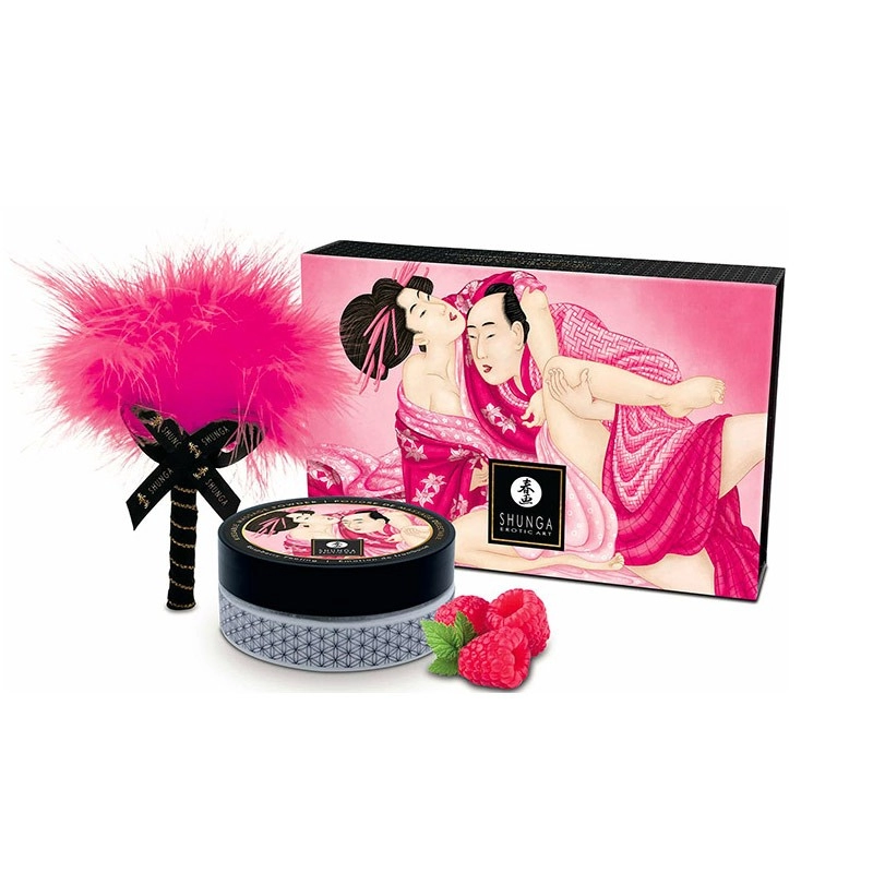 Poudre de massage embrassable Shunga - Émotion de framboise