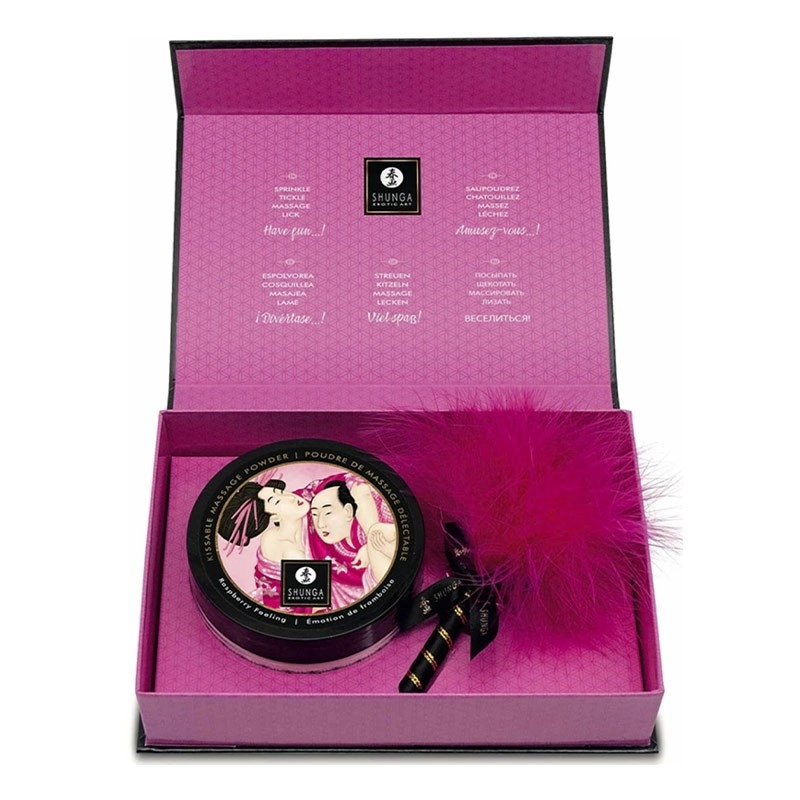Poudre de massage embrassable Shunga - Émotion de framboise