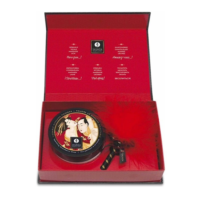 Poudre de massage embrassable Shunga - Vin pétillant à la fraise
