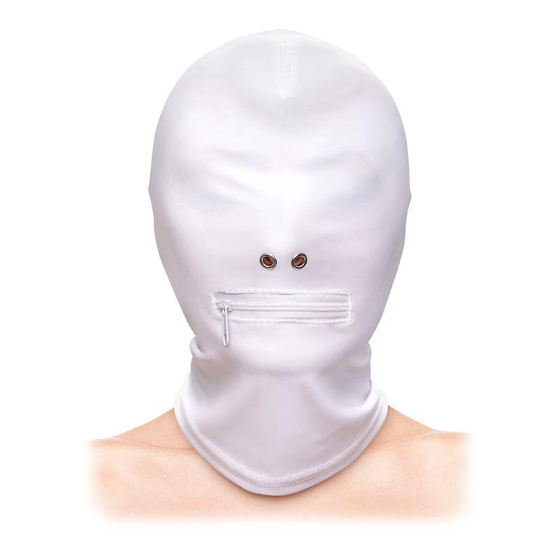 1 Mouth Opening Hood (White) Fetish & Fashion Zippered Mouth - NS Novelties