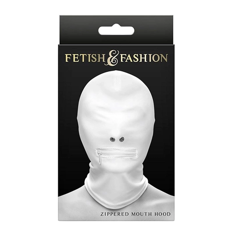 1 Mouth Opening Hood (White) Fetish & Fashion Zippered Mouth - NS Novelties
