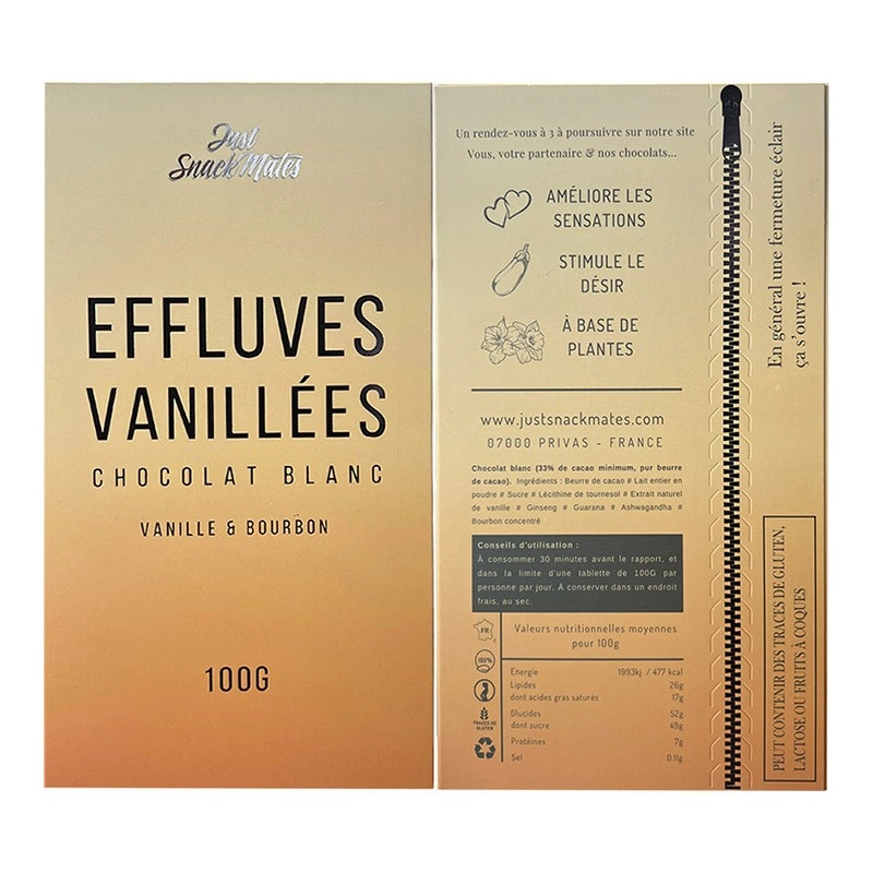 Chocolat aphrodisiaque Chocolat blanc - Just Snackmates Effluves Vanillées