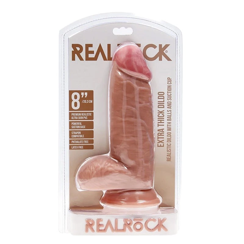 Dildo realistico con testicoli e ventosa 16,5 cm (Beige) - RealRock