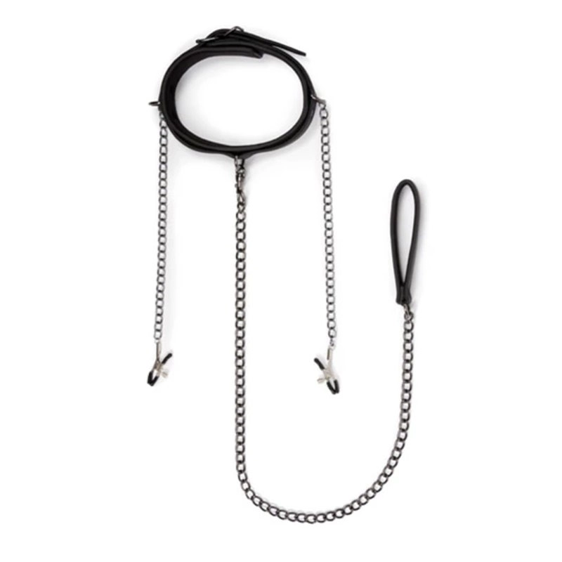 BDSM kit (collar, leash and breast clamps) - EasyToys