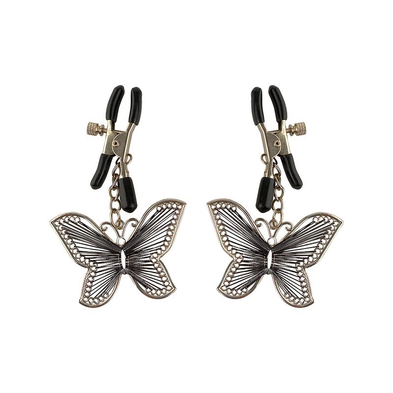 Pinces à seins avec papillon décoratif - Fetish Fantasy