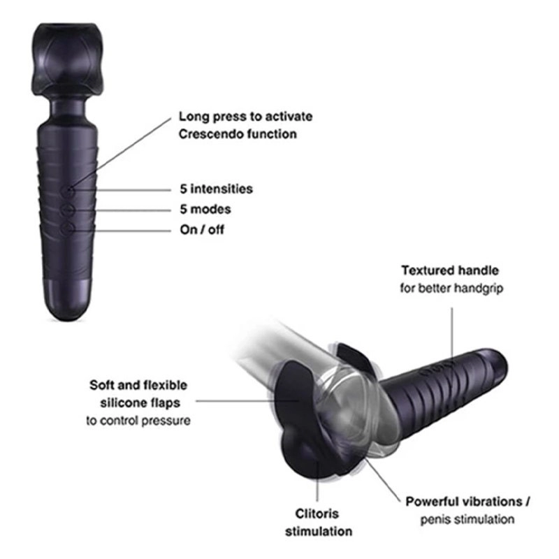 Bacchetta vibrante per masturbazione - MAN.WAND EVO (nero)