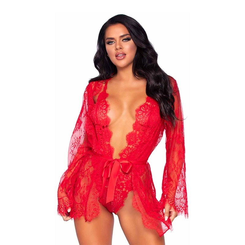 Set 3 pezzi sexy (rosso) 86112 - Leg Avenue