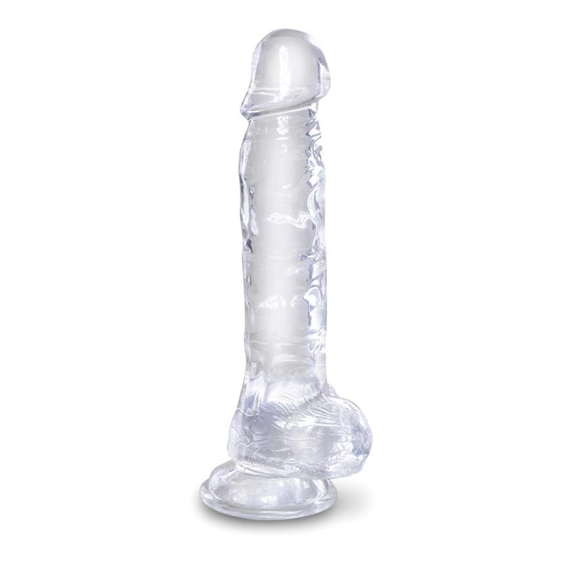 Transparenter realistischer Dildo mit Hoden (18 cm) - King Cock