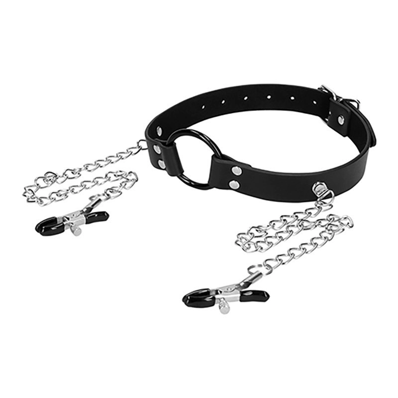 Écarteur buccal avec pinces à seins - Ouch!