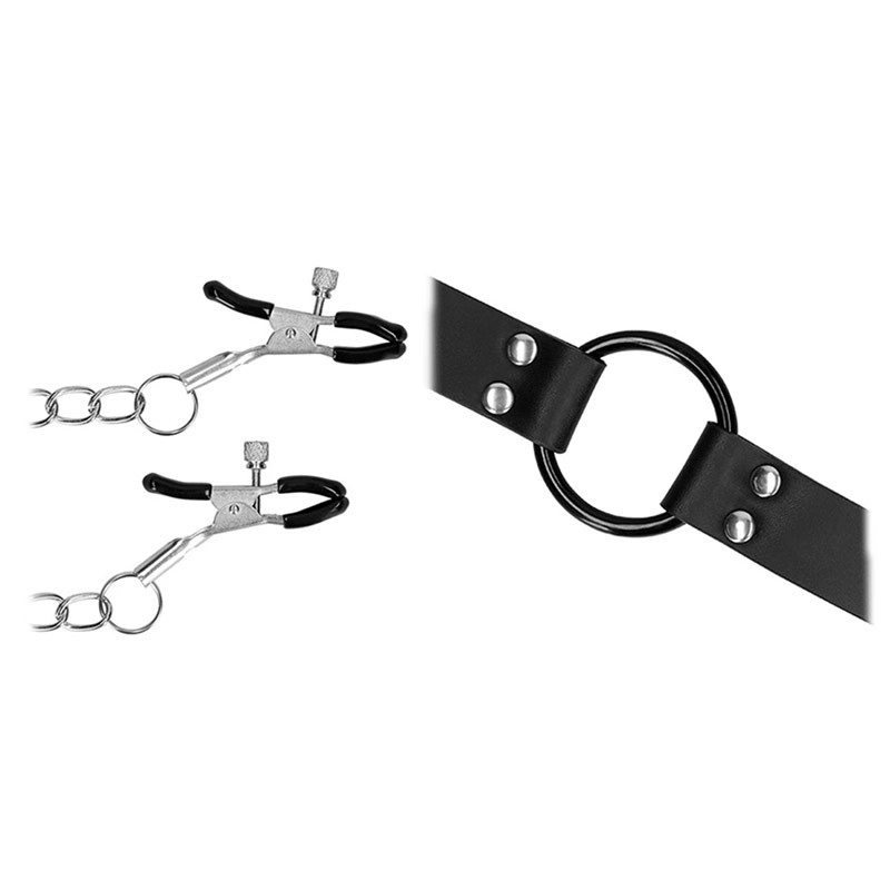 Écarteur buccal avec pinces à seins - Ouch!